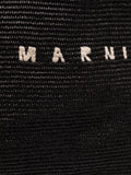 Marnilogo-embroidered raffia tote bag