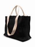Marnilogo-embroidered raffia tote bag