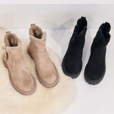 Middle Tube Plush Warm Cotton Shoes Leather And Fur Integrated Winter Women's Boots