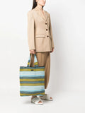 Lanvinstriped crochet cotton tote bag