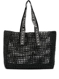 Palm Angelslogo-strap raffia tote bag