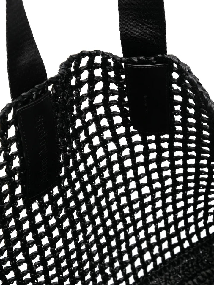 Palm Angelslogo-strap raffia tote bag