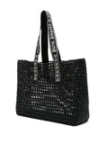 Palm Angelslogo-strap raffia tote bag