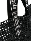 Palm Angelslogo-strap raffia tote bag