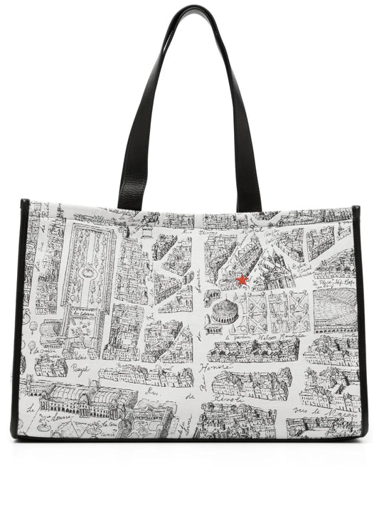 agn b. Map of Paris screen-print tote bag - Bags
