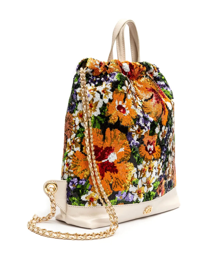 Islasequin-embellished floral backpack