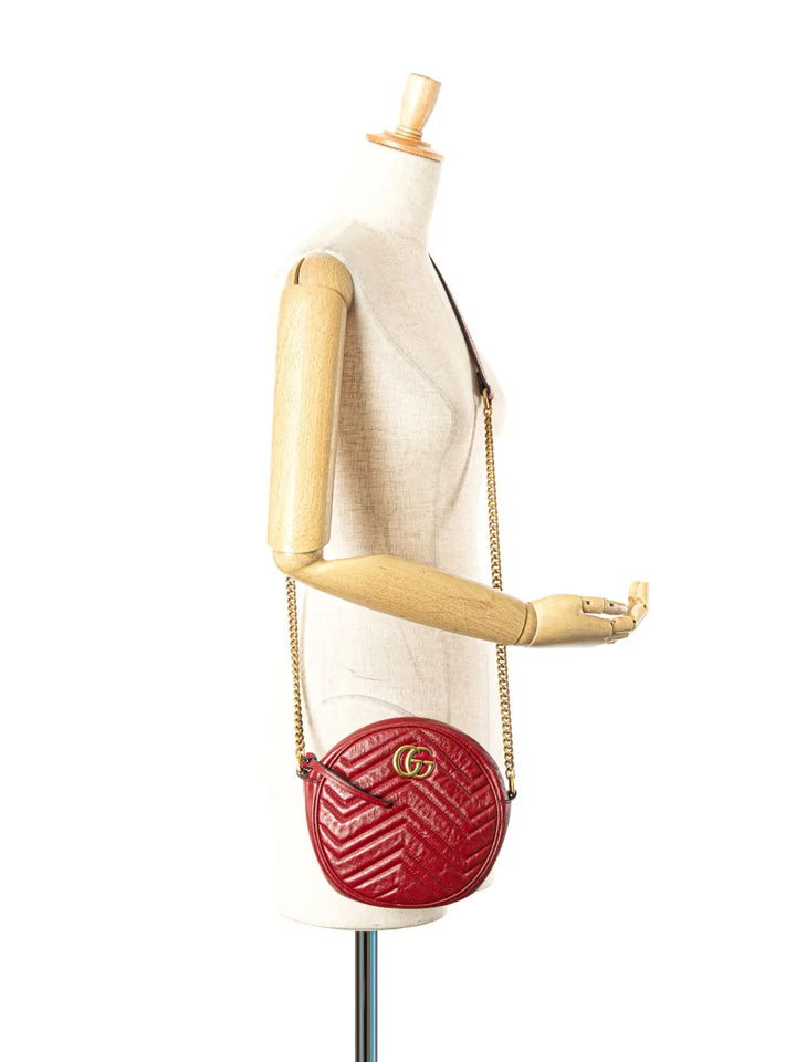Pre-OwnedGucci Pre-Owned2016-2025 Mini GG Marmont Matelasse Leather Round crossbody bag