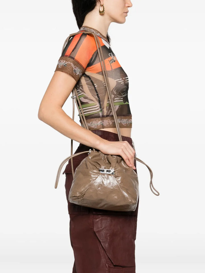 Dieseldrawstring leather bucket bag