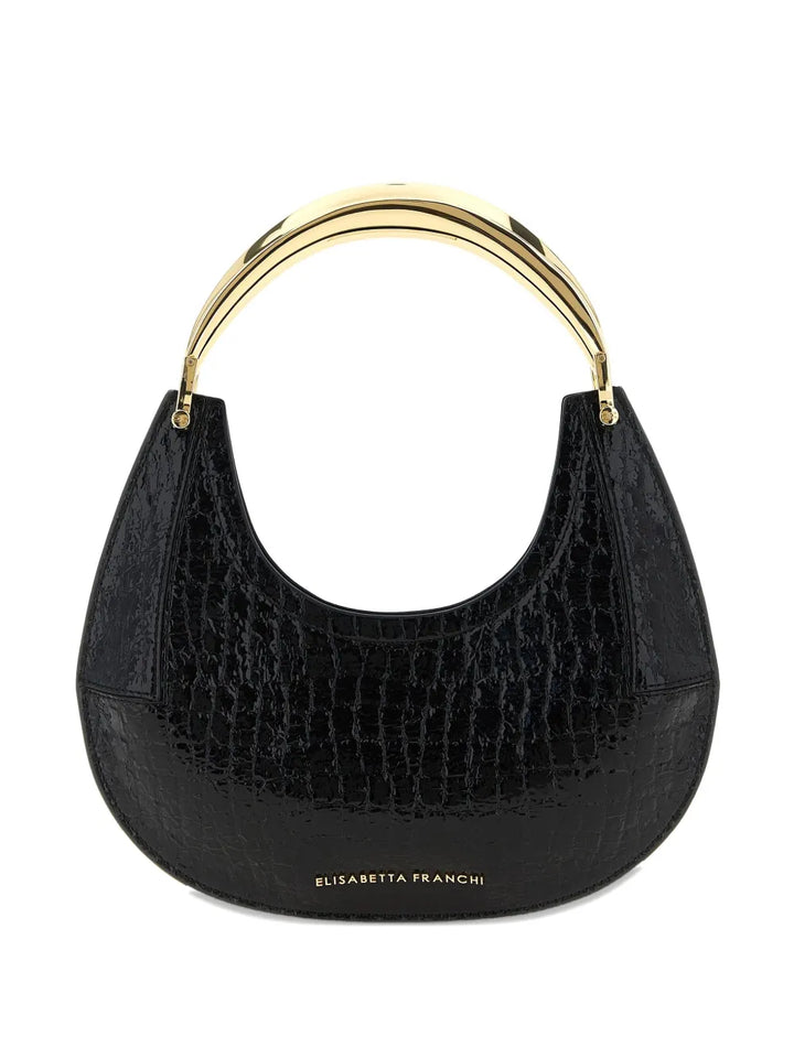 Elisabetta Franchicrocodile-print half-moon shoulder bag
