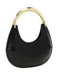 Elisabetta Franchicrocodile-print half-moon shoulder bag
