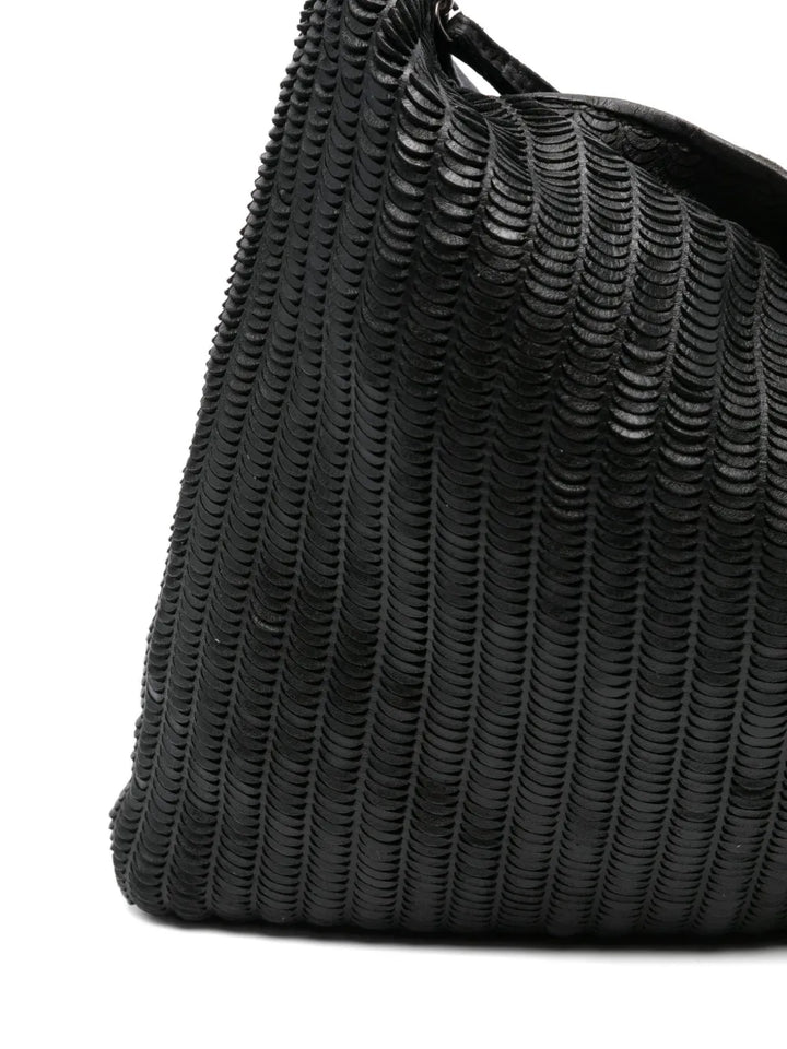 Reptile's Housepleated leather tote bag