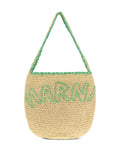 Marnilarge logo-embroidered raffia tote bag