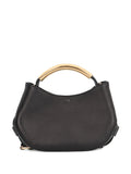 Moschinocurved-handle leather tote bag