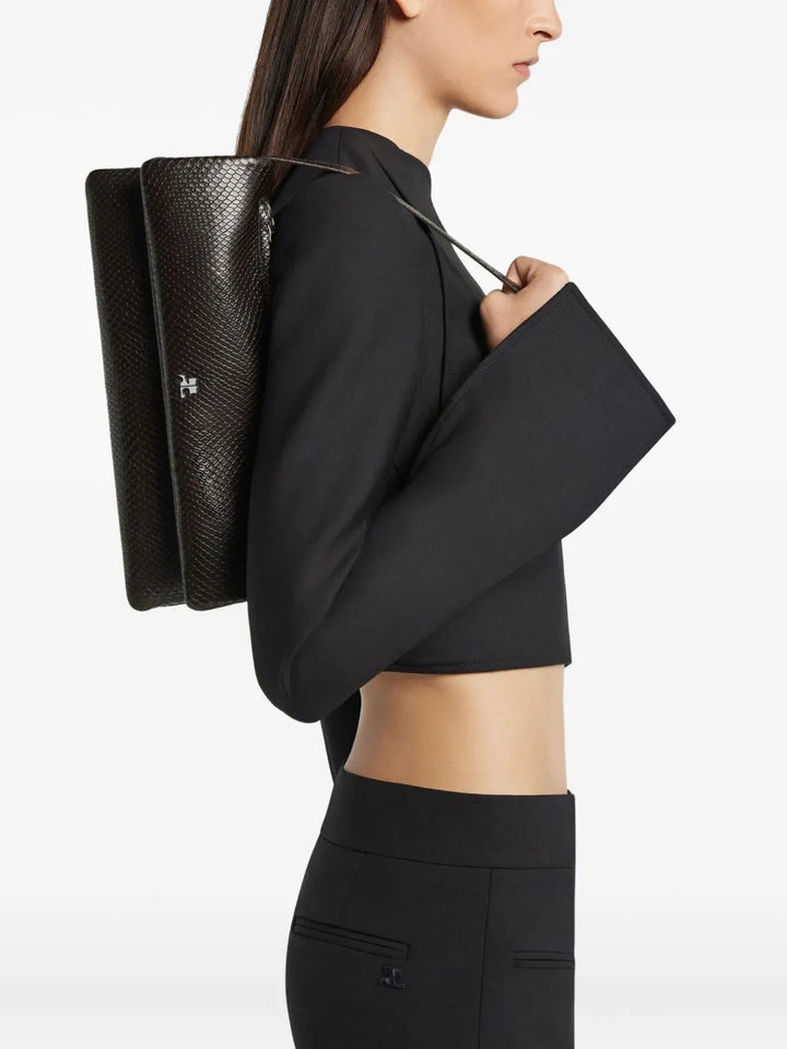 CourresVipper snakeskin-embossed clutch