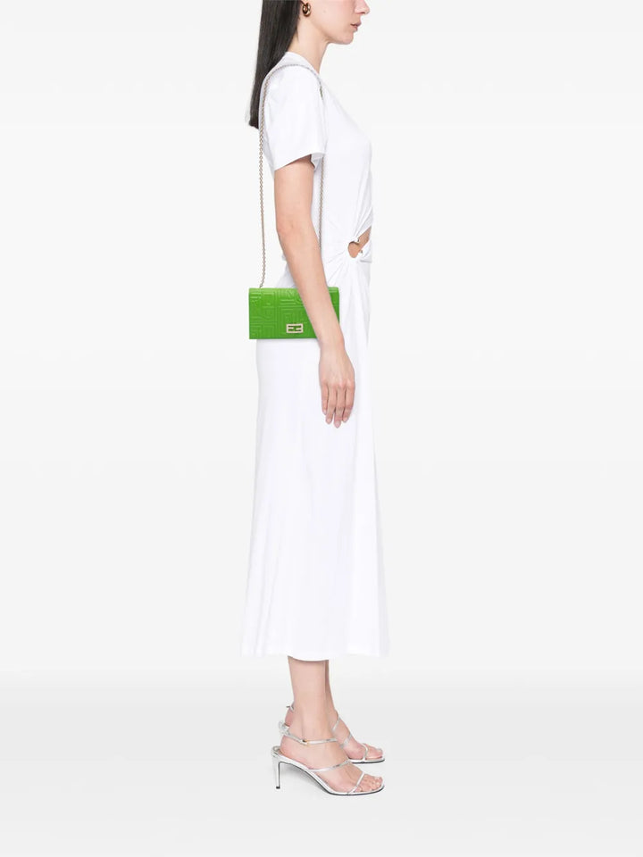 Pre-OwnedFendi Pre-Owned2000-2010 Nappa Logo Embossed Long Wallet On Chain crossbody bag