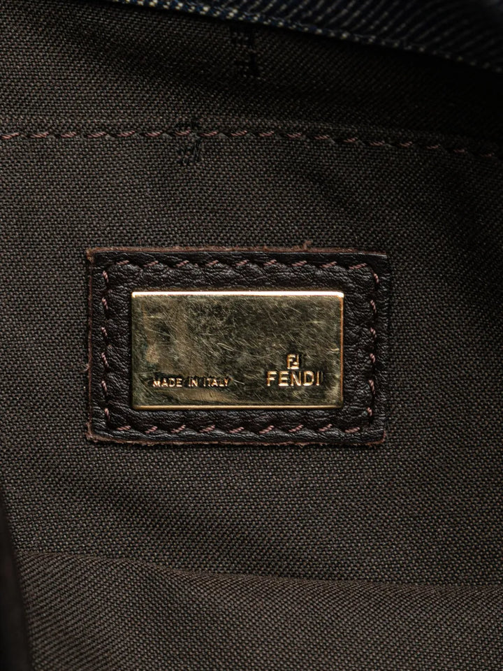 Pre-OwnedFendi Pre-Owned2000-2010 Zucca Trimmed Denim Buckle Flap Bag crossbody bag