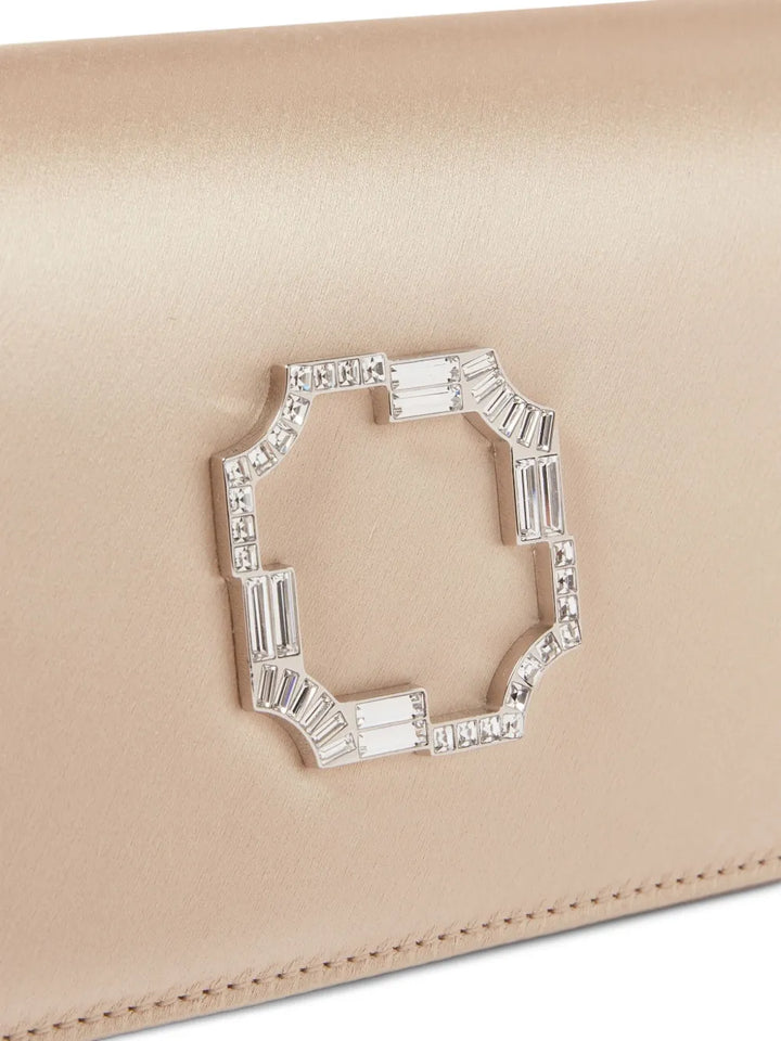 Malone SouliersViven crystal-embellished satin clutch