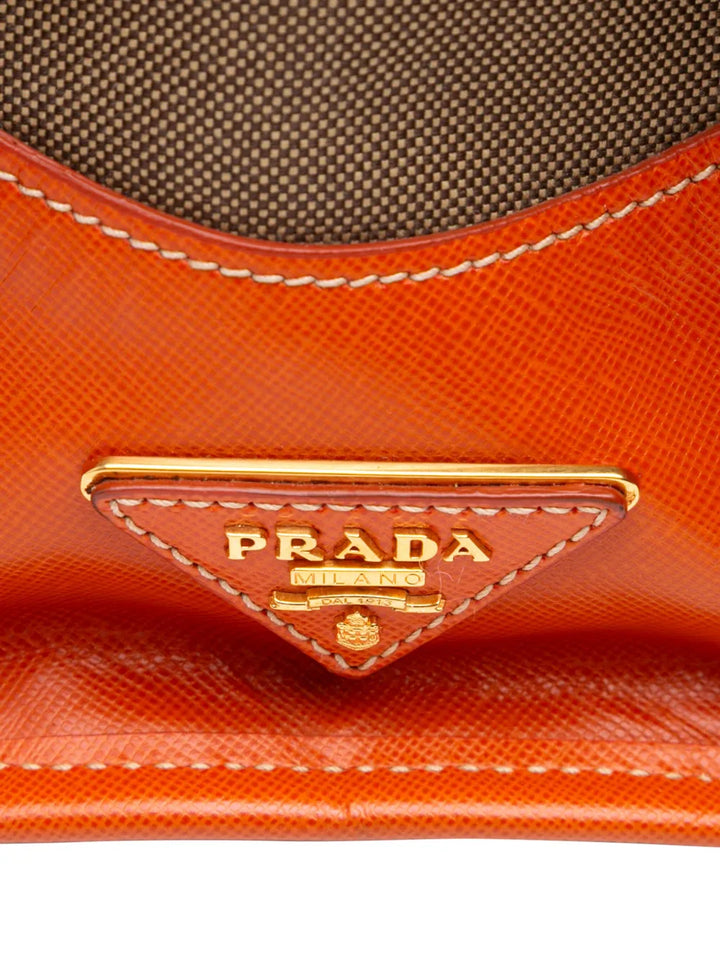 Pre-OwnedPrada Pre-Owned2010-2025 Saffiano Trimmed Canvas Canapa Logo Double Zip satchel