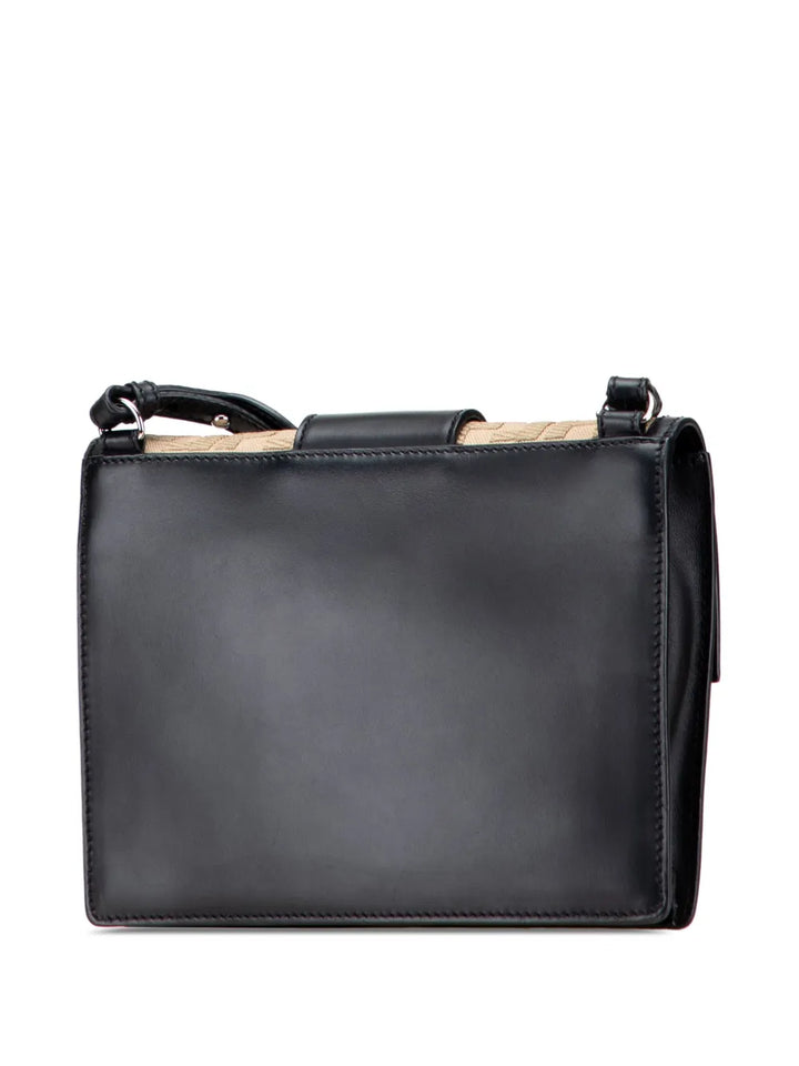Pre-OwnedFendi Pre-Owned2010-2025 Calfskin and Canvas FF 1974 Flat Baguette crossbody bag