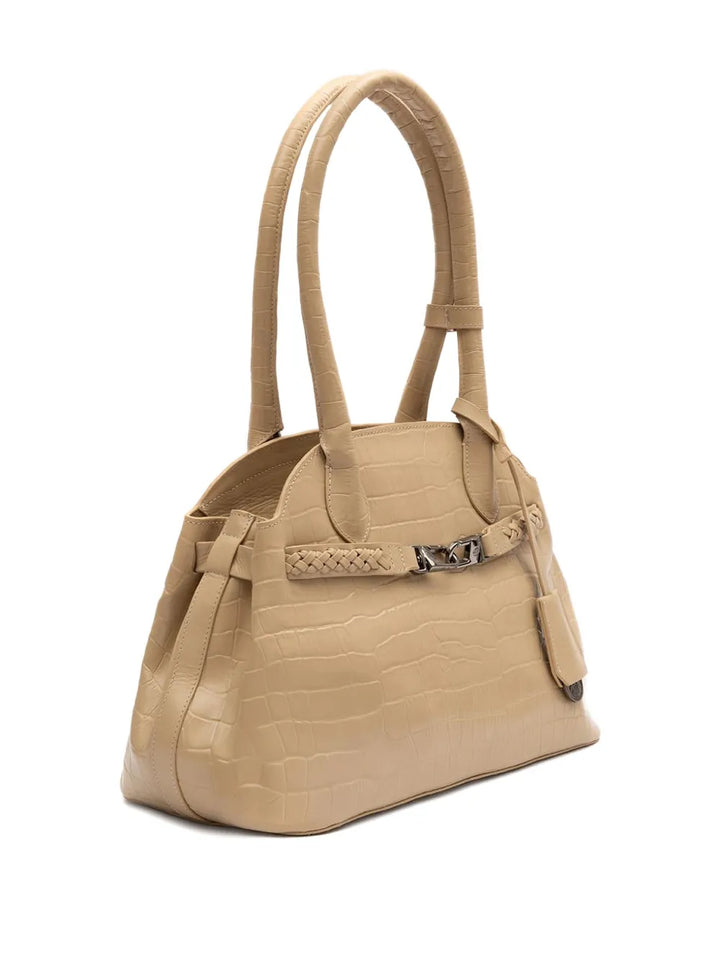 Islacroc-embossed braided shoulder bag