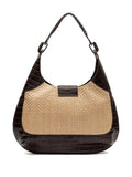 IslaMoon croc-embossed woven shoulder bag