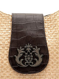 IslaMoon croc-embossed woven shoulder bag