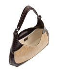IslaMoon croc-embossed woven shoulder bag
