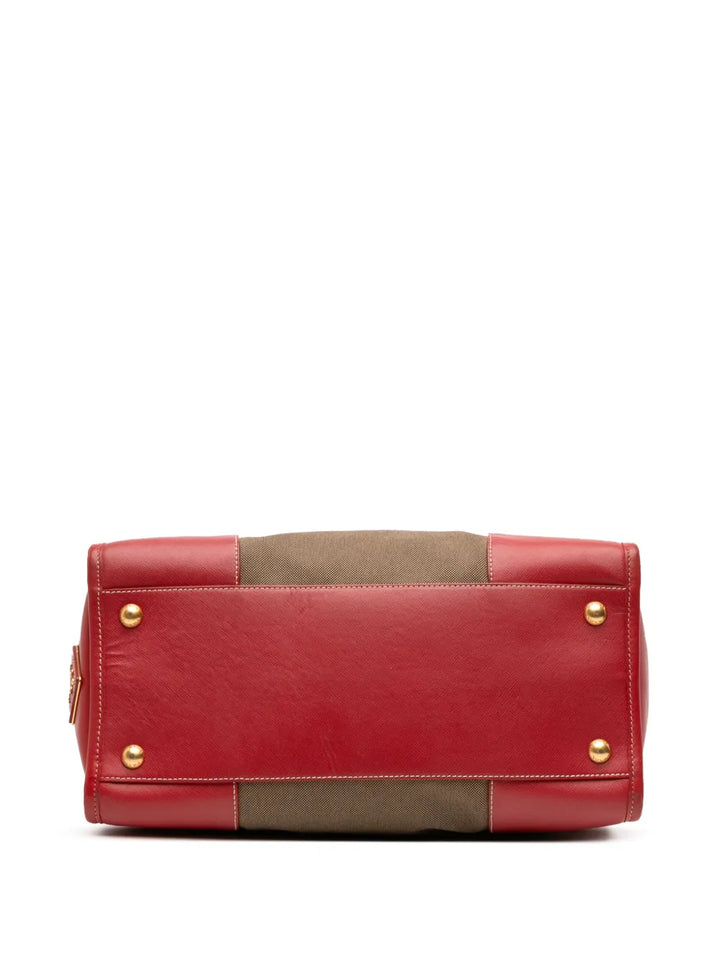 Pre-OwnedPrada Pre-Owned2000-2025 Saffiano Trimmed Canvas Canapa Logo satchel
