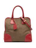 Pre-OwnedPrada Pre-Owned2000-2025 Saffiano Trimmed Canvas Canapa Logo satchel