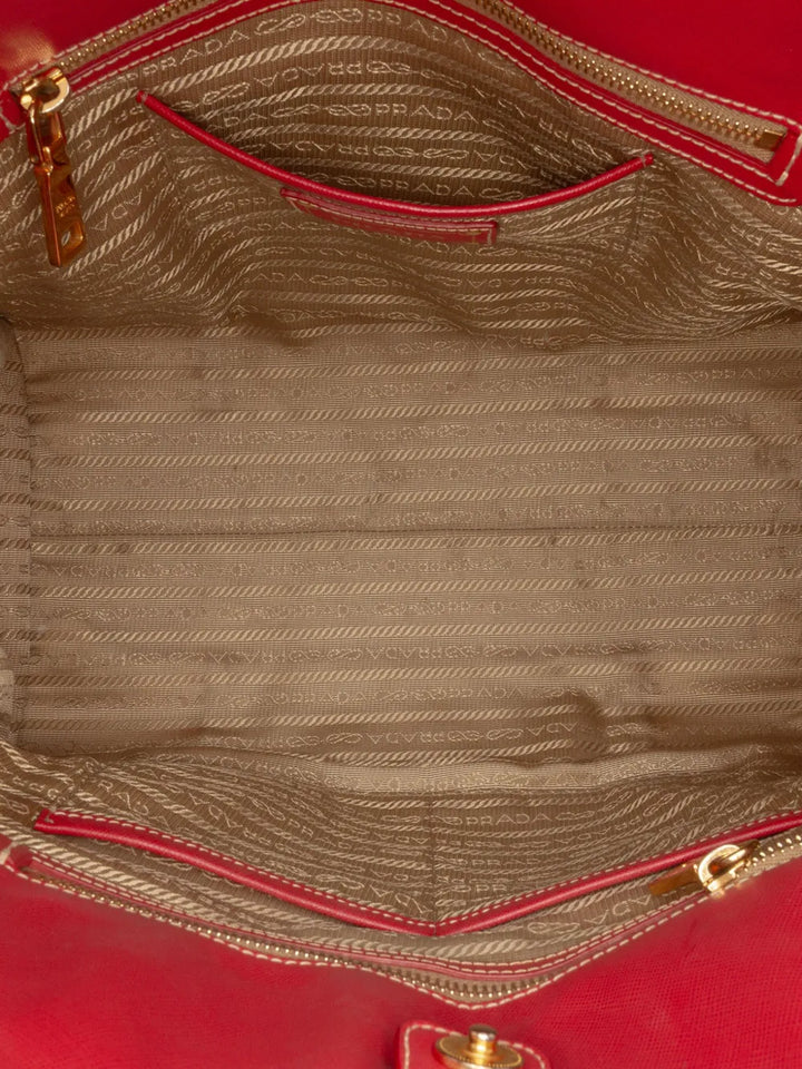 Pre-OwnedPrada Pre-Owned2000-2025 Saffiano Trimmed Canvas Canapa Logo satchel