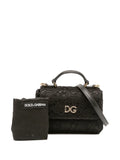 Pre-OwnedDolce & Gabbana Pre-Owned1990-2010 Silk and Lace Crystal Embellished DG Flap satchel