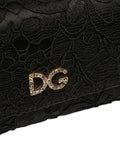 Pre-OwnedDolce & Gabbana Pre-Owned1990-2010 Silk and Lace Crystal Embellished DG Flap satchel
