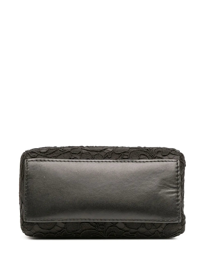 Pre-OwnedDolce & Gabbana Pre-Owned1990-2010 Silk and Lace Crystal Embellished DG Flap satchel