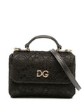 Pre-OwnedDolce & Gabbana Pre-Owned1990-2010 Silk and Lace Crystal Embellished DG Flap satchel