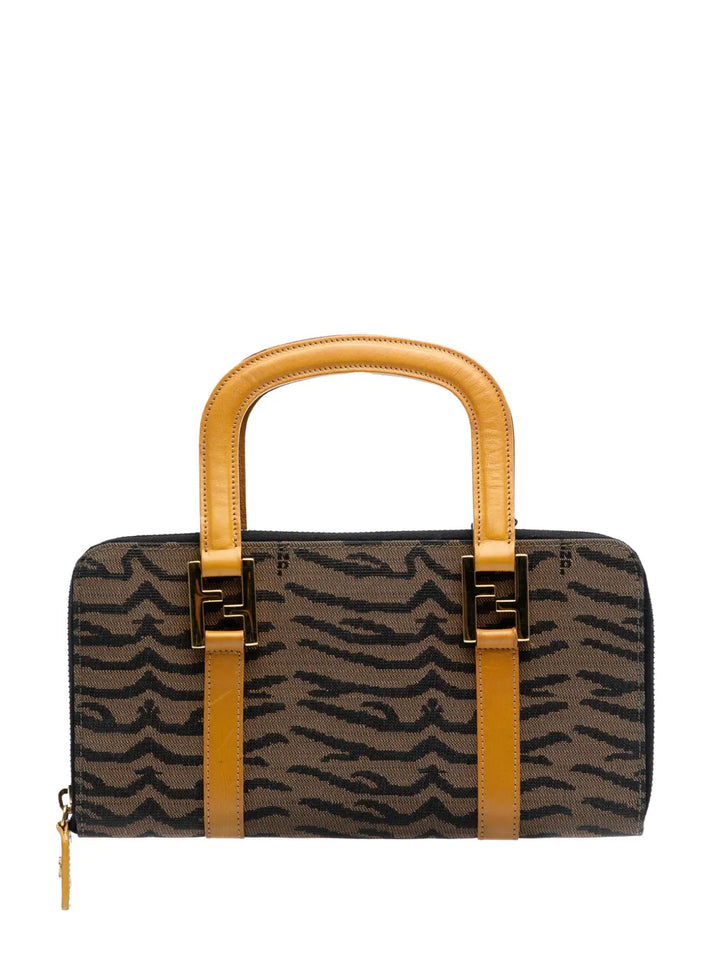 Pre-OwnedFendi Pre-Owned2000-2010 Zebra Print Canvas Twins handbag