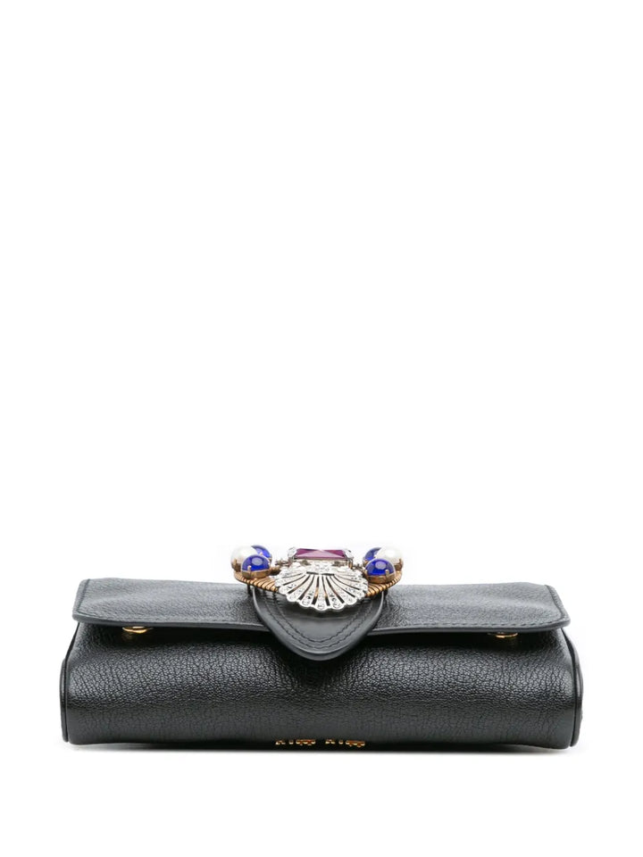 Pre-OwnedMiu Miu Pre-Owned2021-2025 Leather Crystal Embellished crossbody bag