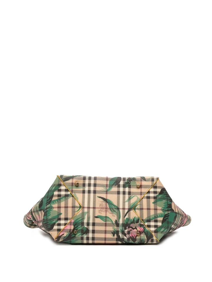 Pre-OwnedBurberry Pre-Owned2000-2017 Small Haymarket Check Floral Print Coated Canvas Canterbury tote bag