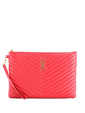 Pre-OwnedSaint Laurent Pre-OwnedClassic Monogram Wristlet Pouch Matelasse Chevron Leather Medium clutch bag