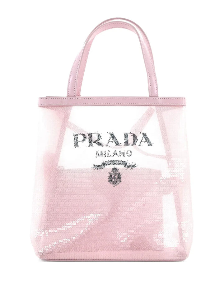 Pre-OwnedPrada Pre-OwnedLogo Open Sequined Mesh Small tote bag