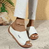 Summer Wedge Slides Slippers Fashion Fish Mouth Thick Bottom Roman Shoes Solid Color Beach Sandals For Women