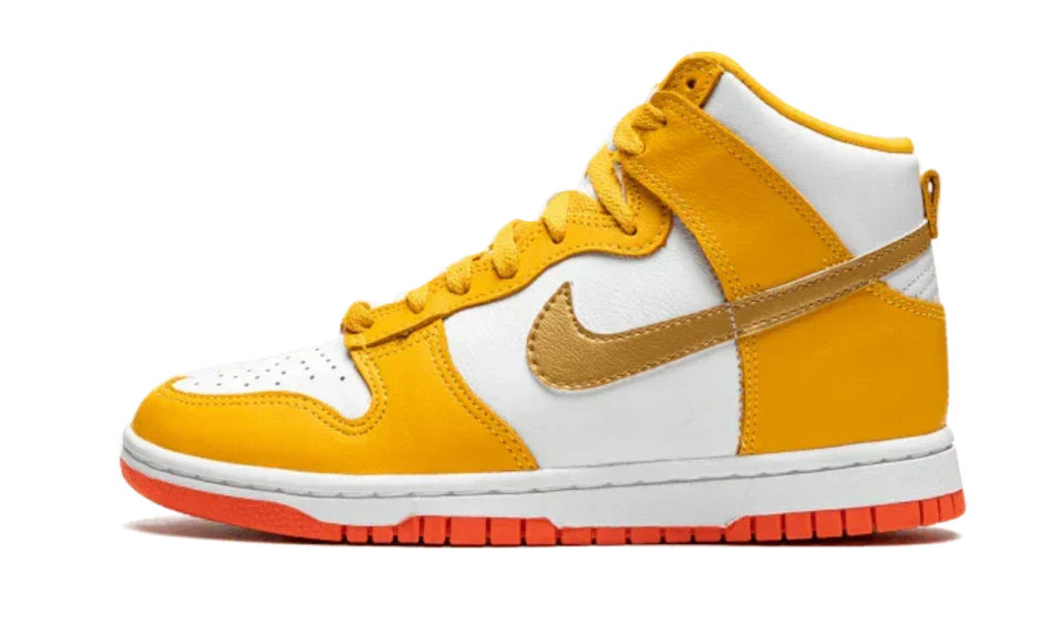  Dunk High Shoes University Gold White-Crimson Metallic Gold-gold