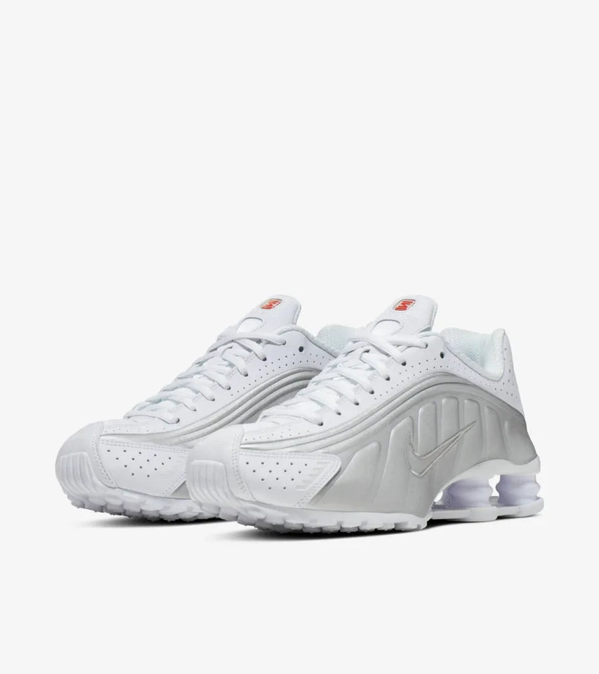  Shox R4 White and Metallic Silver