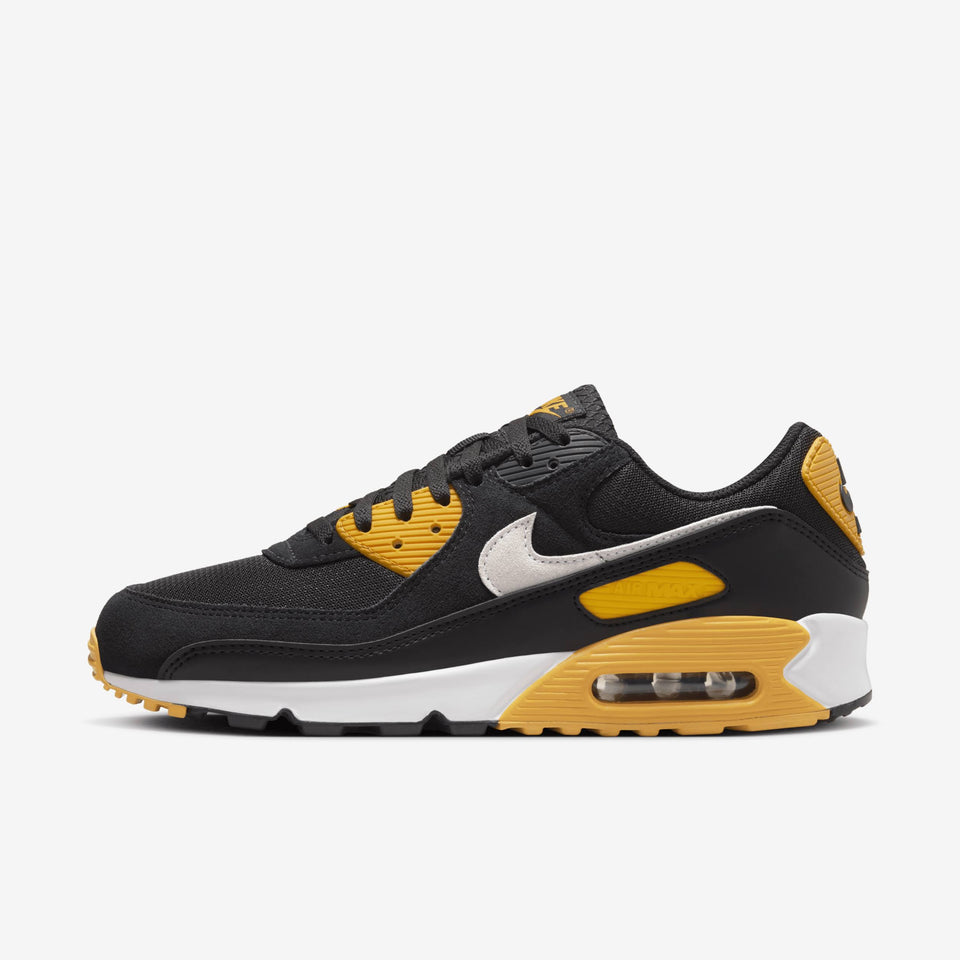  Air Max 90 Shoes Black University Gold White